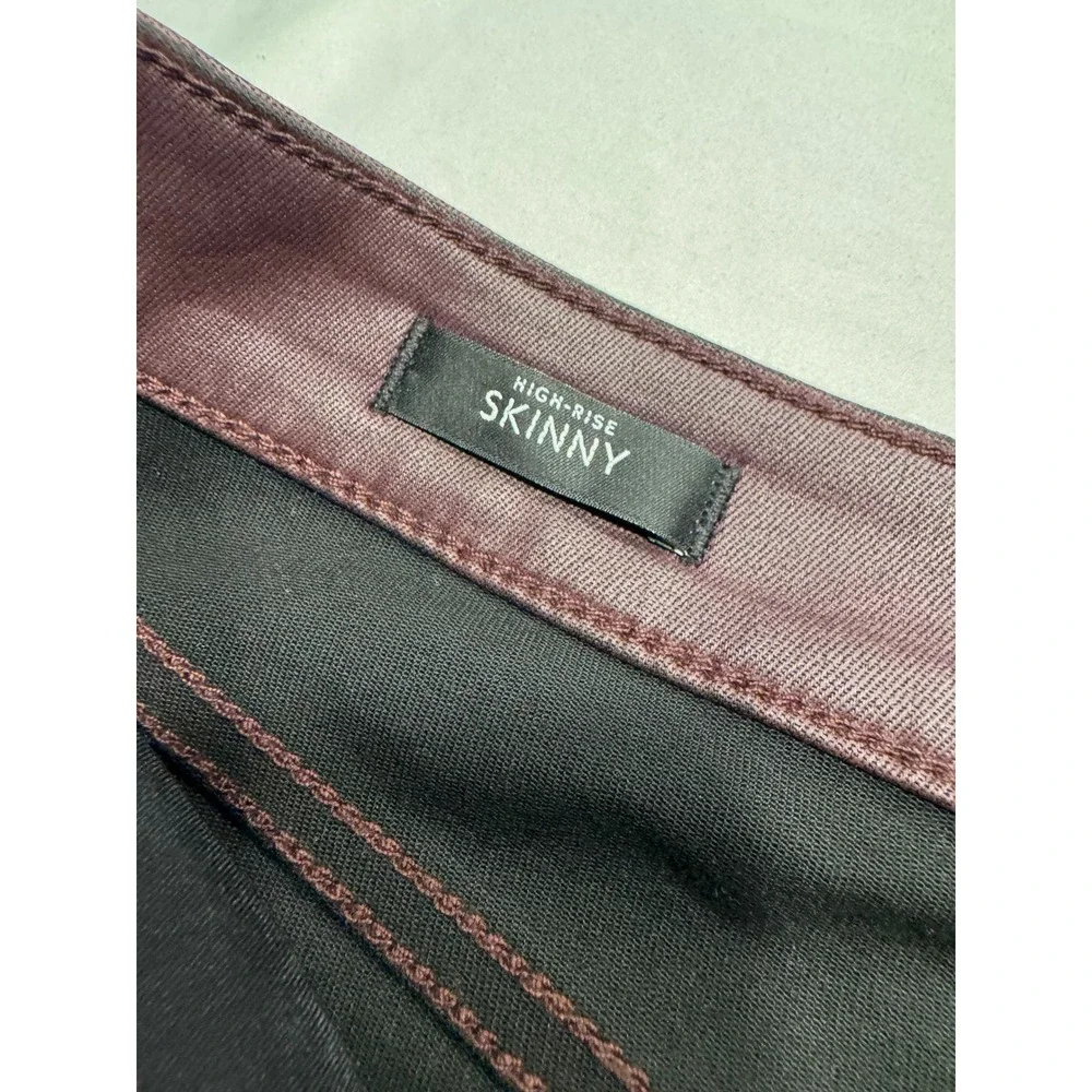 White House Black Market Coated Skinny Pants High Rise 8S Black Cherry Burg NEW